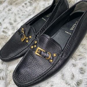 Prada Black Leather Loafers with buckle